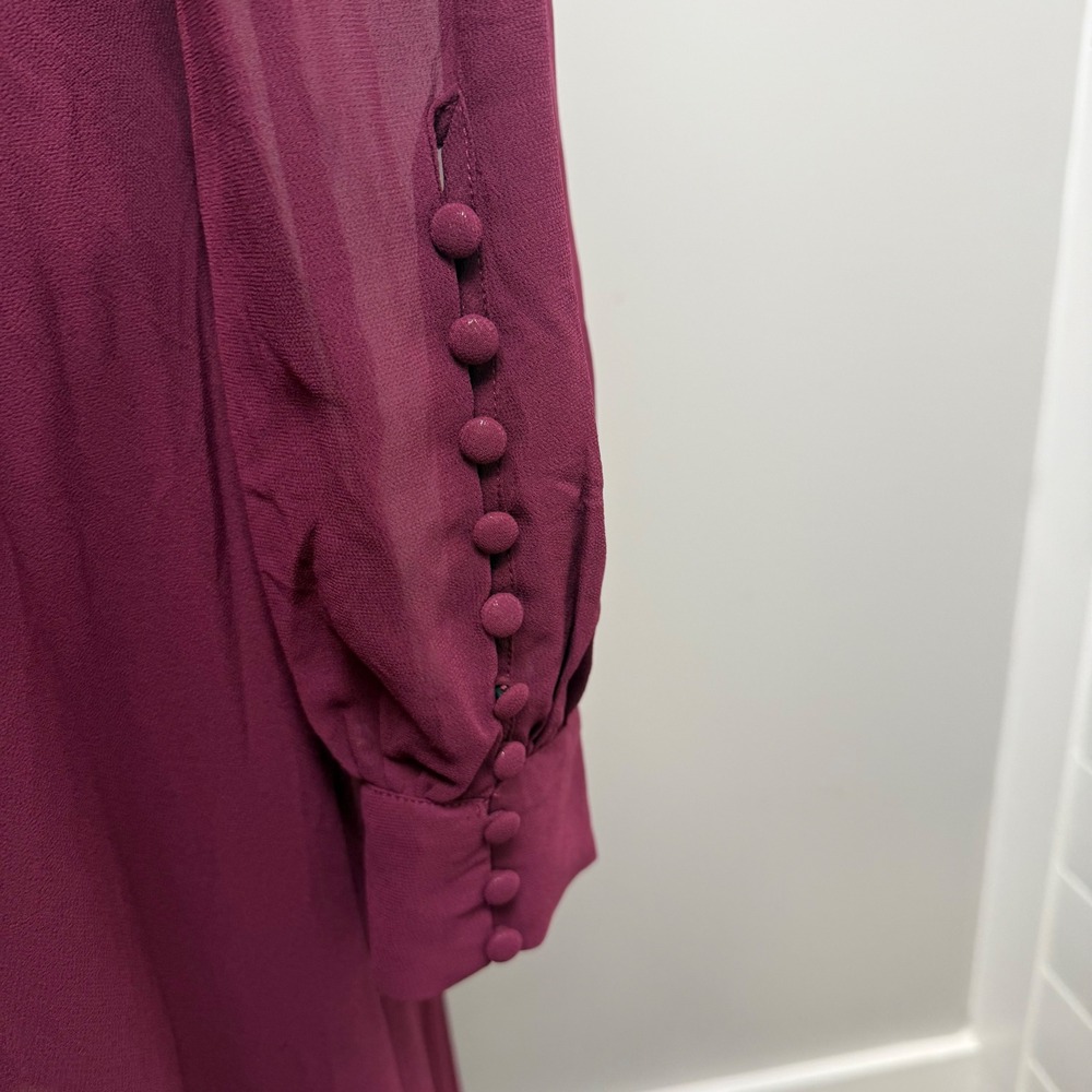 Lulus My Whole Heart Maxi Wrap Dress Long Sleeve Chiffon Formal Size L - Picture 10 of 13